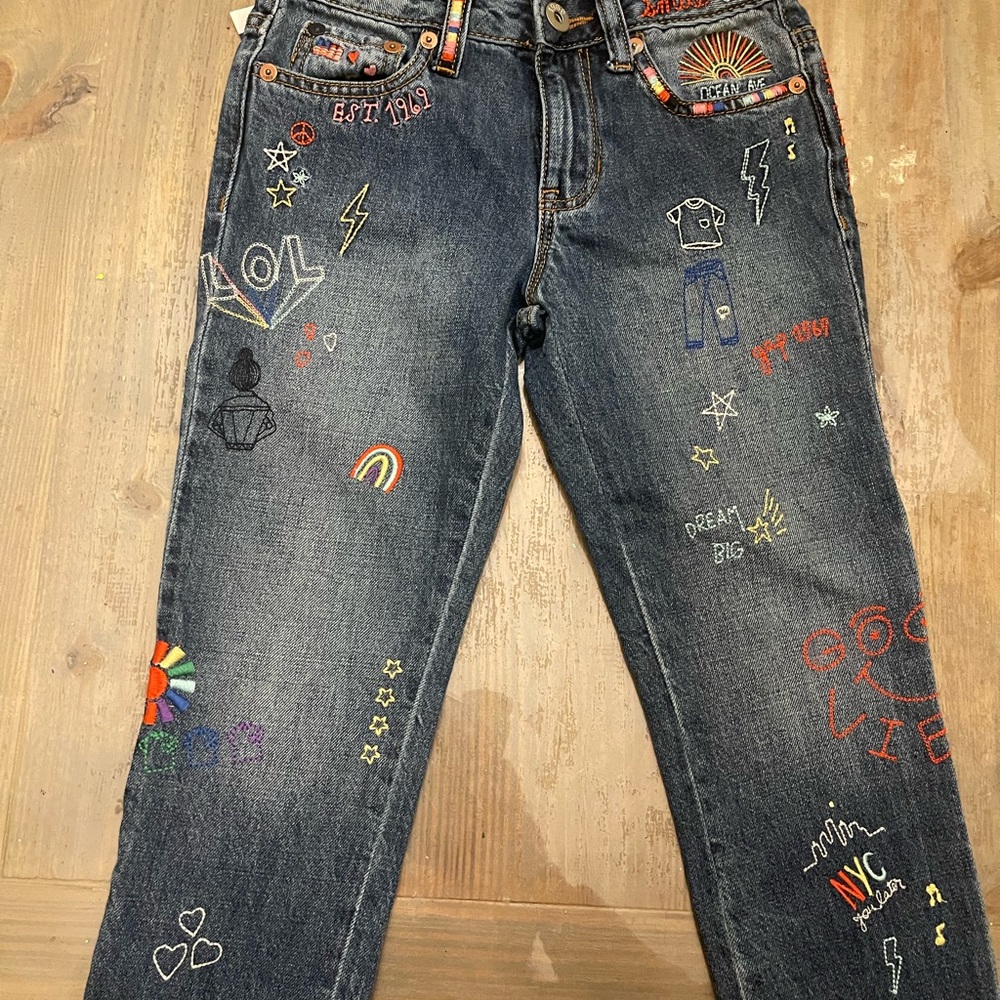 Brand New Girls Gap Anniversary Limited Edition Embroidered Jeans 6 regular